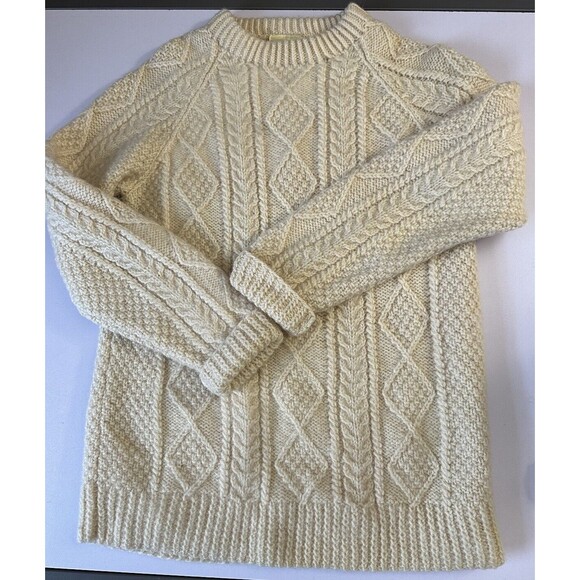 Bonner Ireland Fishermens 100% Wool Ivory Hand Knit Cable Knit Sweater No Sz Tag - Picture 6 of 6
